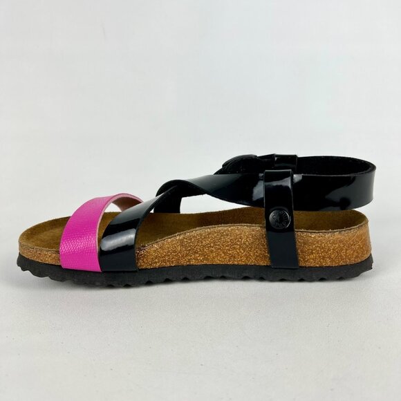 Birkenstock Papillio Womens Mykonos Cross Strap Sandals Black Pink size 36 US 5 - Picture 7 of 15